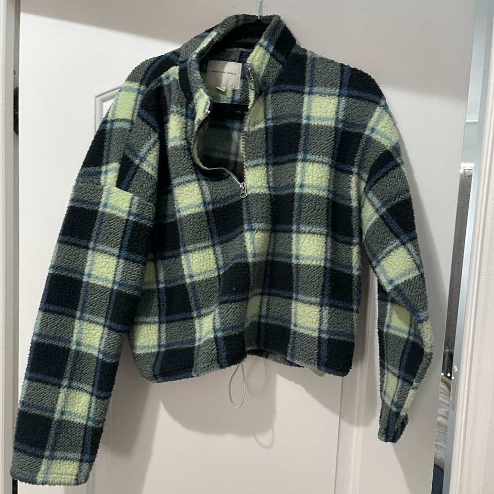 Fleece oversized cropped quarter zip